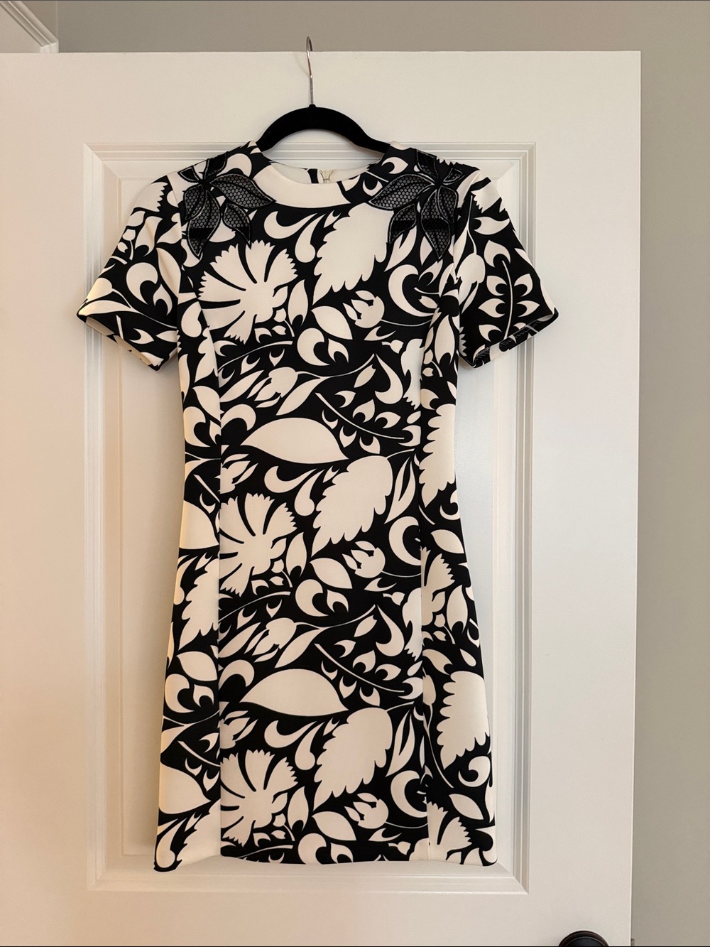Zara Black & White Floral-Print Mini Dress